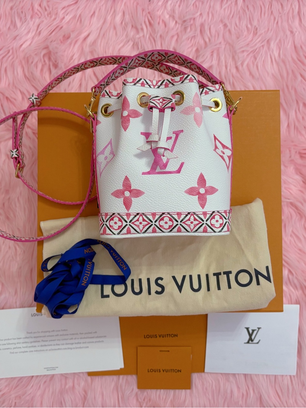 Louis Vuitton Nano Noe By The Pool Watercolor Pink White limited edition
